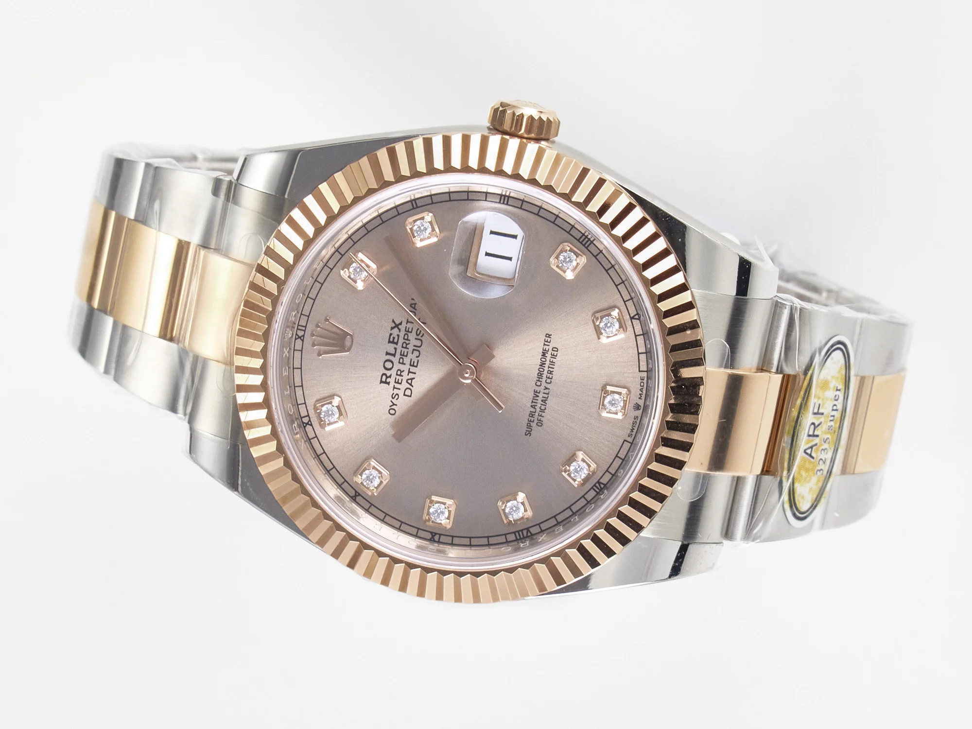DateJust 41 126331 ARF 1:1 Best Edition 904L Steel RG Diamonds Dial on SS/RG Oyster Bracelet SH3235(Gain Weight)