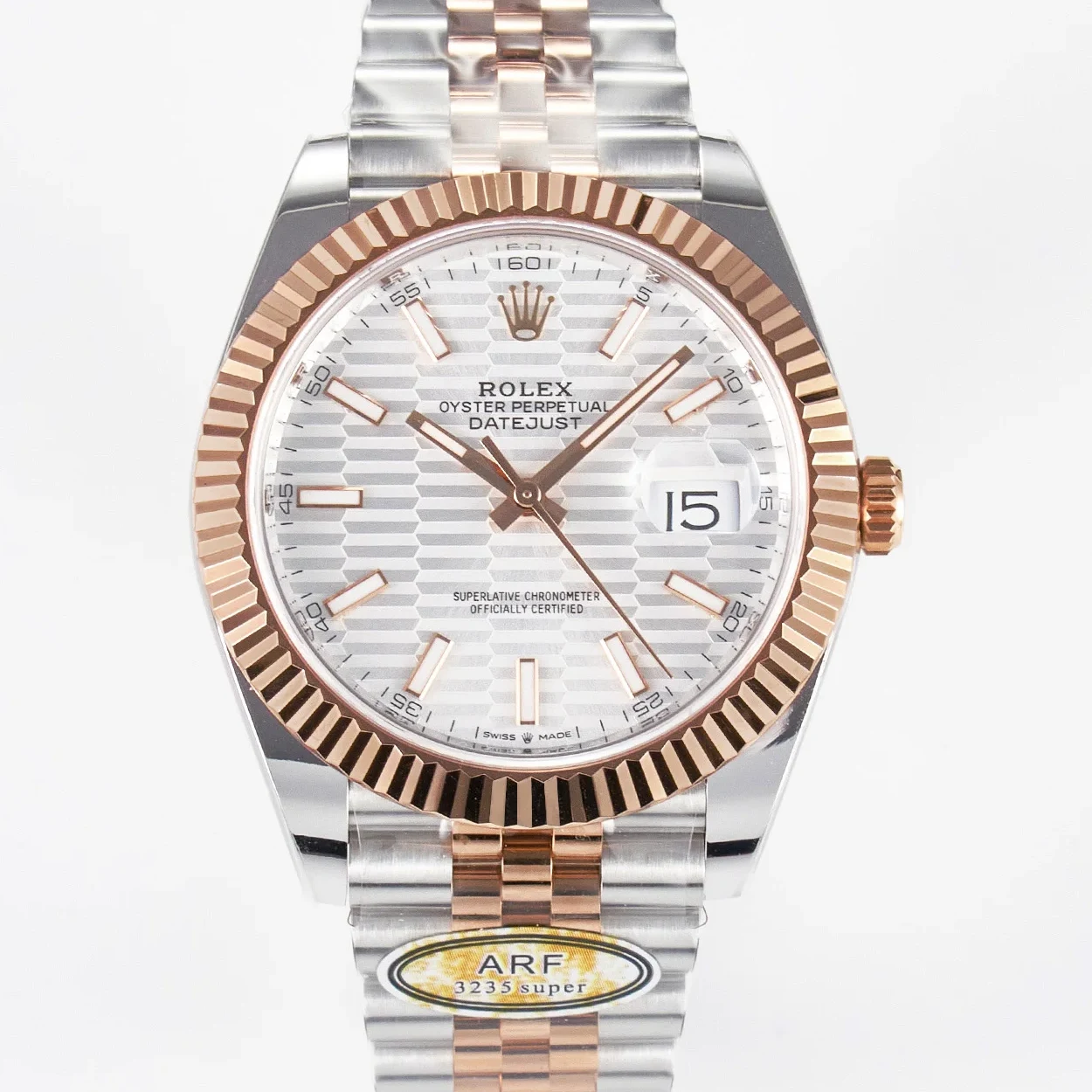 DateJust 41 126331 ARF 1:1 Best Edition 904L Steel Silver Textured Dial on SS/RG Jubilee Bracelet SH3235(Gain Weight)