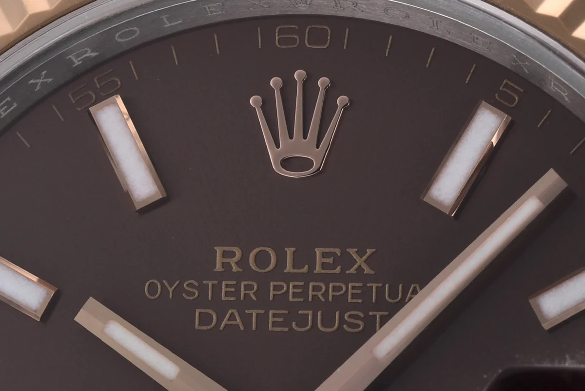 Datejust 41 126331 Chocolate Dial Stick Markers in EveroseSteel on Jubilee Bracelet