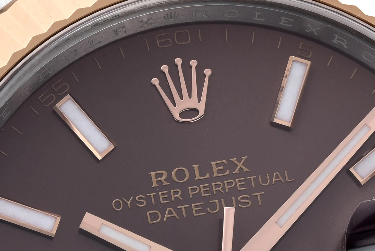 Datejust 41 126331 Chocolate Dial Stick Markers in EveroseSteel on Jubilee Bracelet
