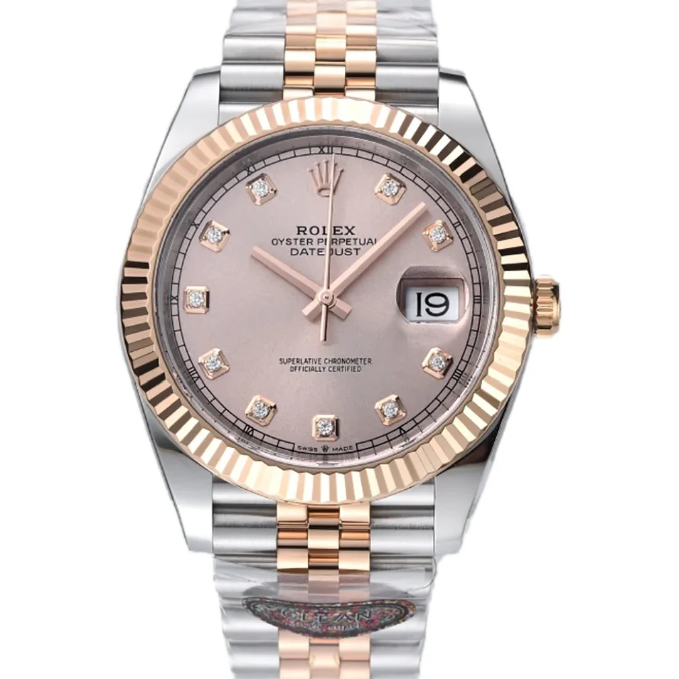 Datejust 41 126331 Pink Sundust Dial Diamond Markers in Everose/Steel on Jubilee Bracelet