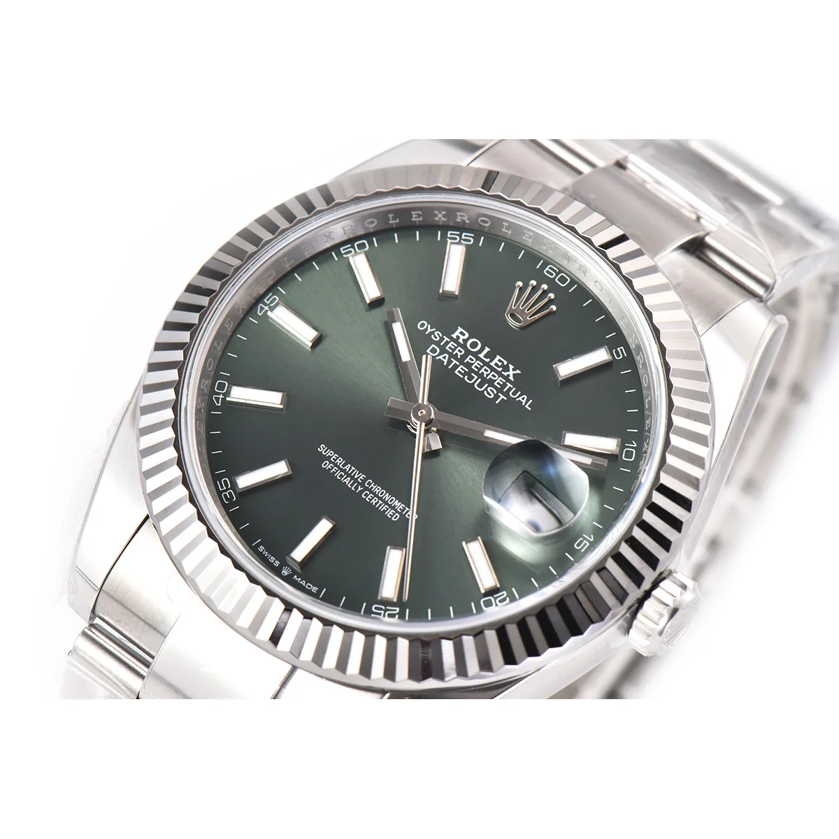 Datejust 41 126334 Mint Green Dial Stick Markers on Oyster Bracelet