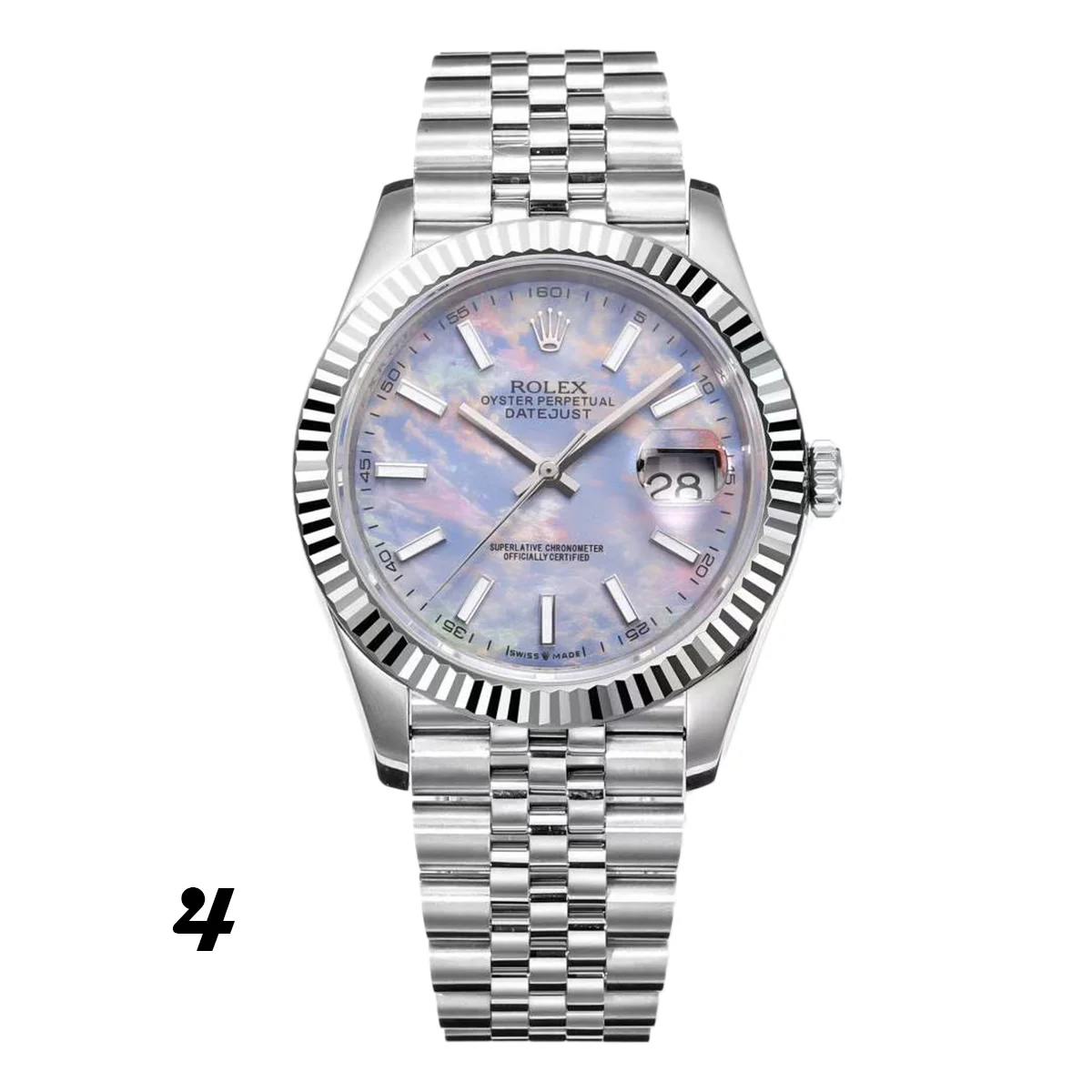 Datejust 41 Custom Dial with Stick Marker in Steel
