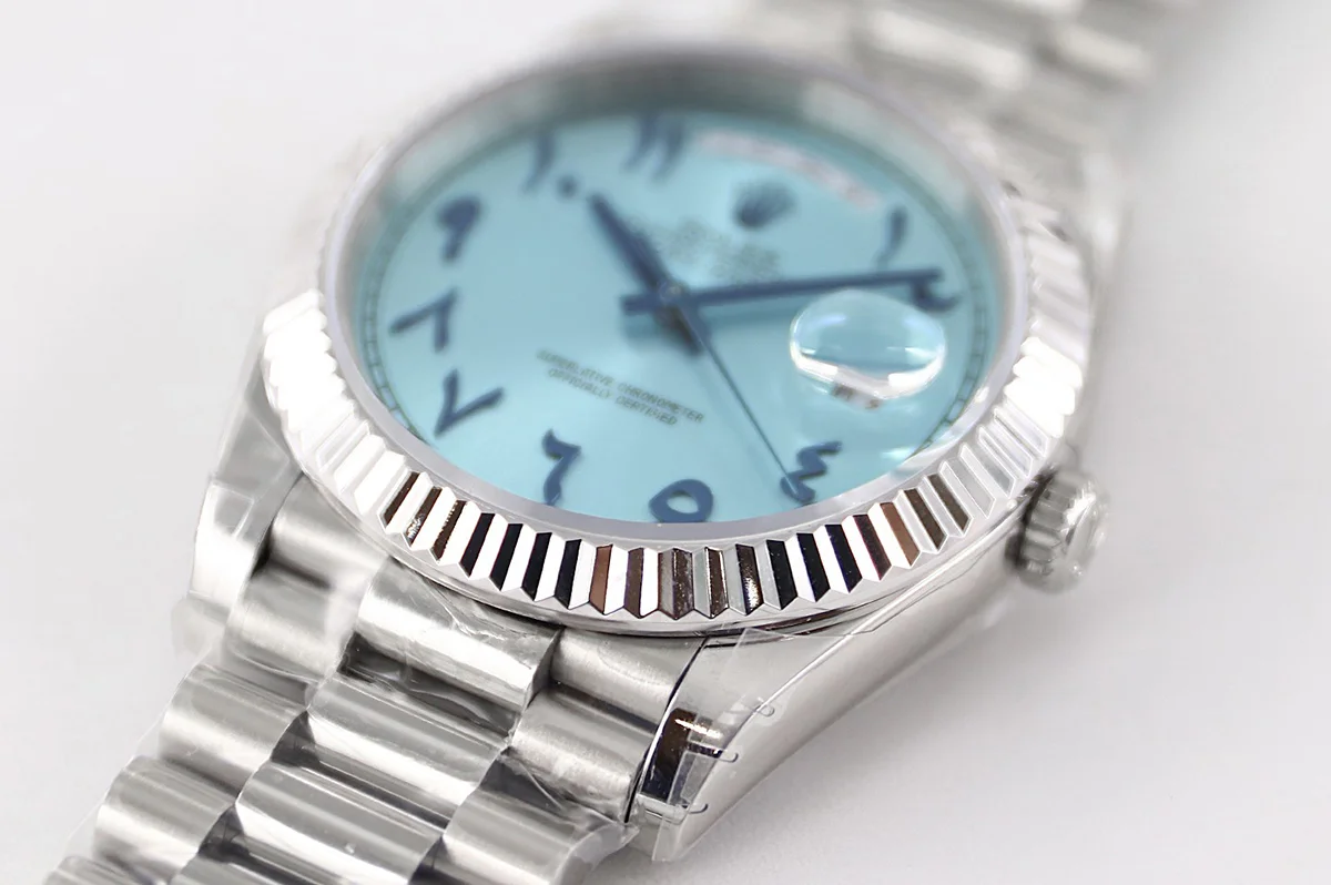Day-Date 40 228206 Blue Dial in Platinum with Arabic Markers