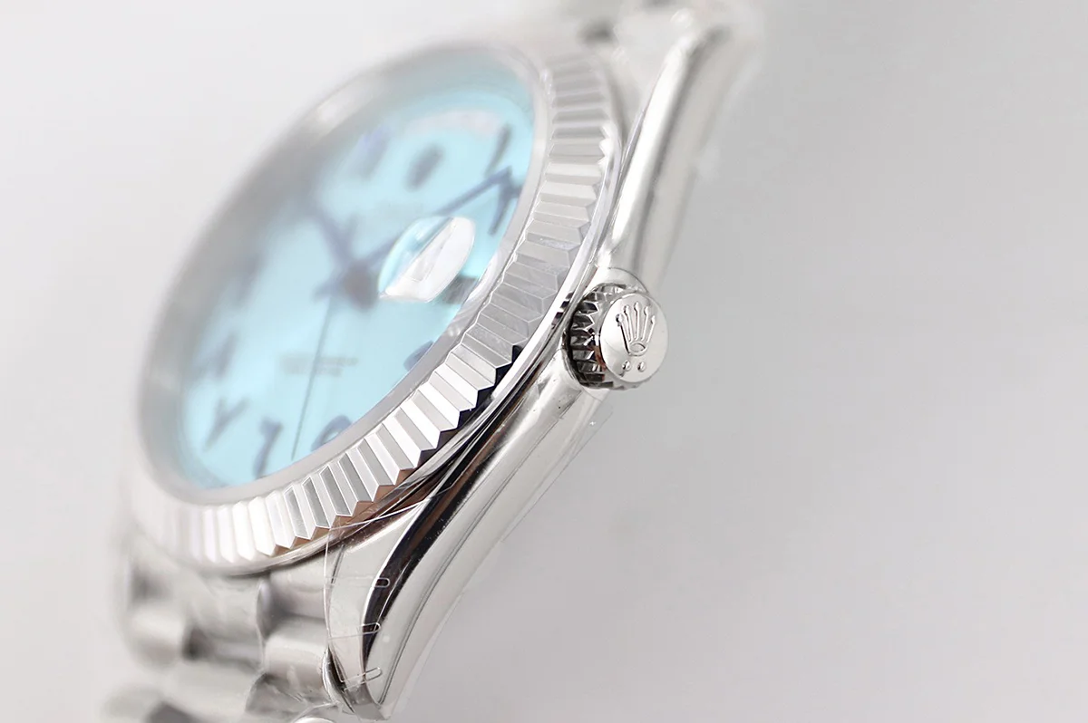 Day-Date 40 228206 Blue Dial in Platinum with Arabic Markers