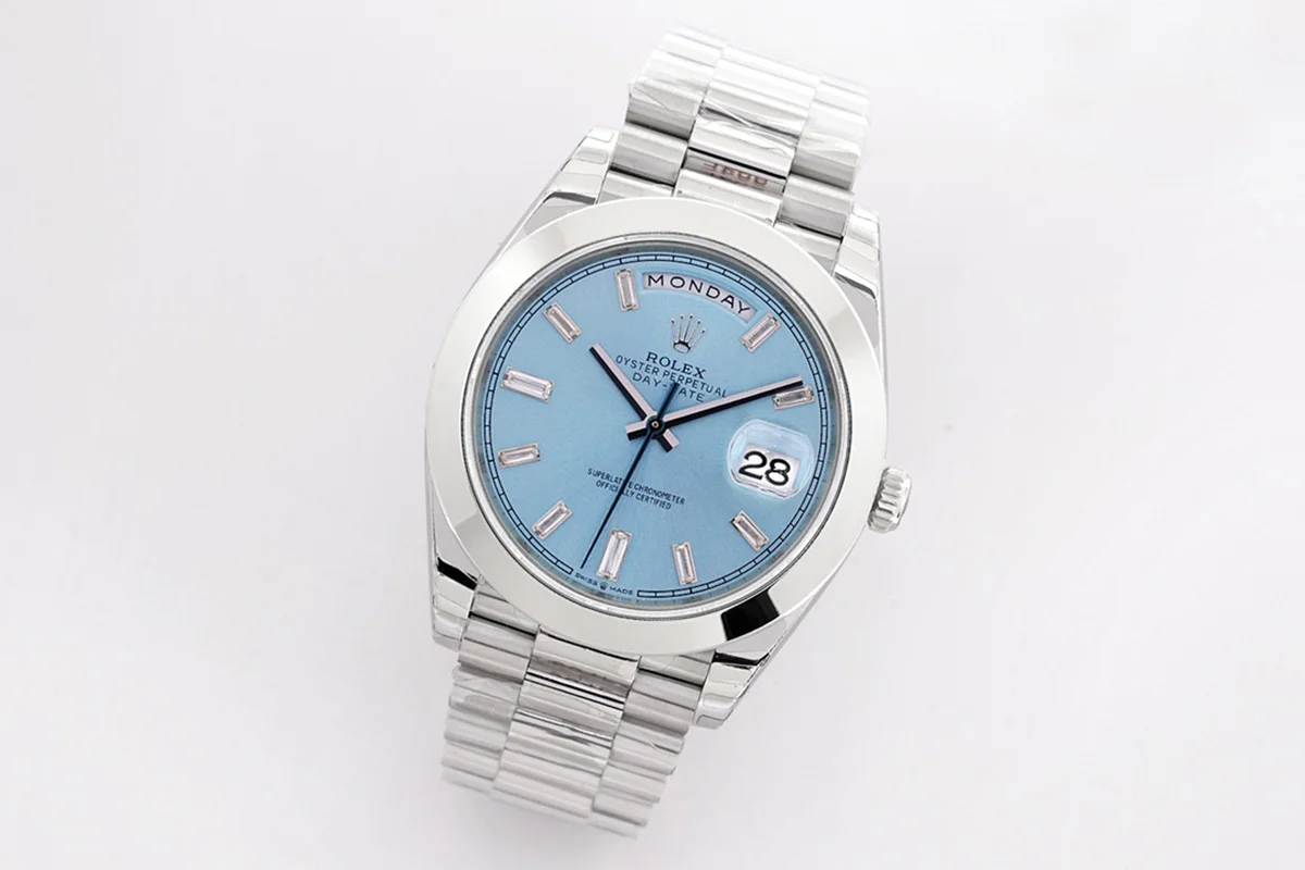 Day-Date 40 228236 Blue Dial with Diamond Markers in Platinum