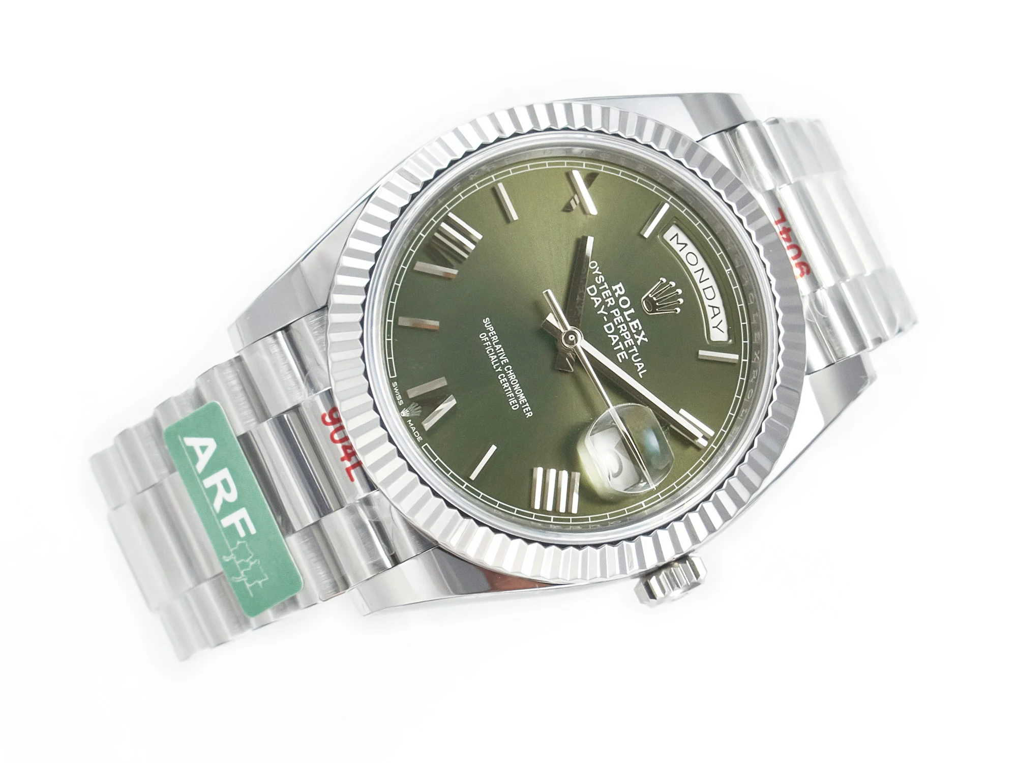Day Date 40 SS 228239 ARF 1:1 Best Edition Green Roman Dial on President Bracelet VR3255