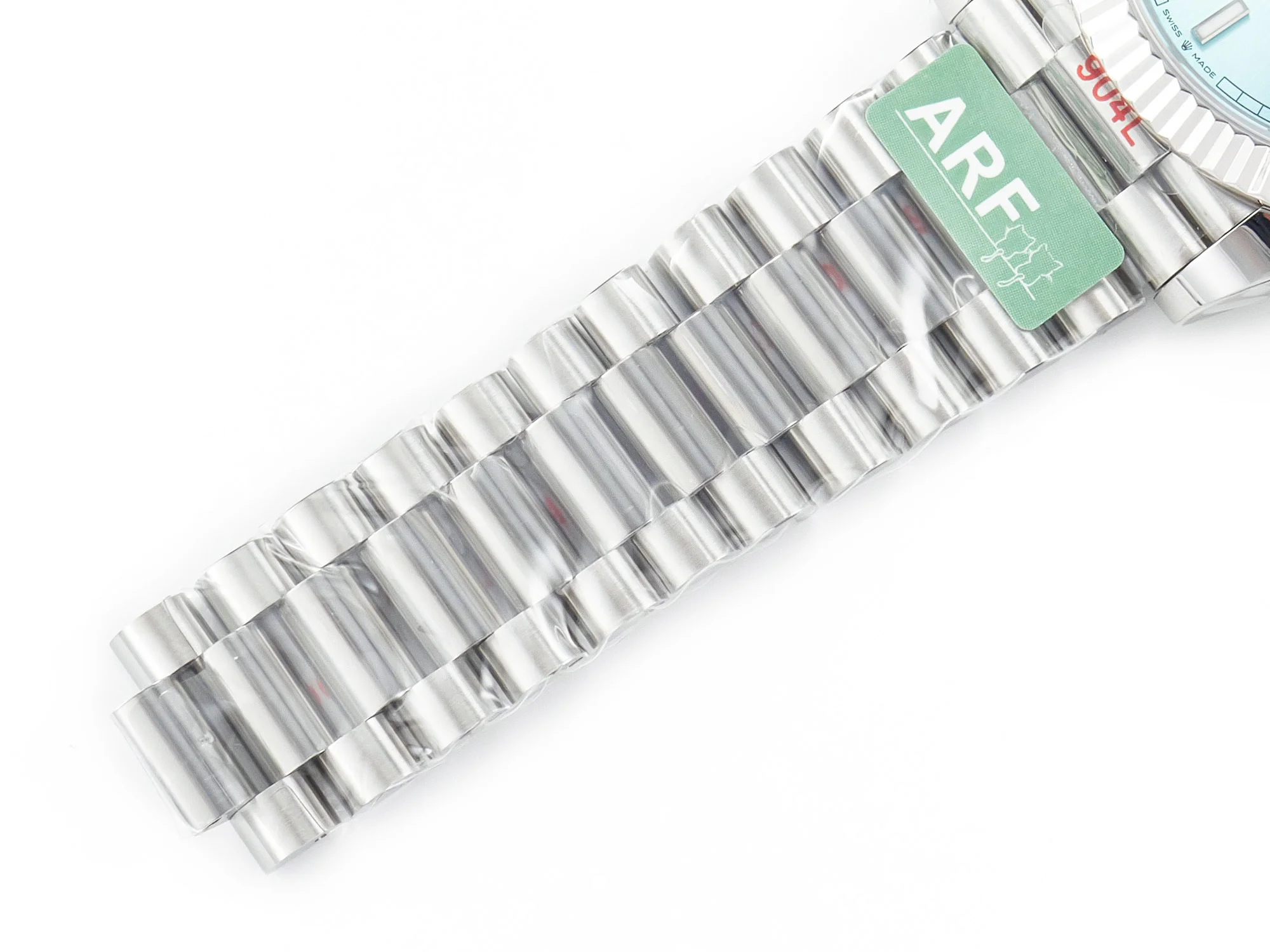DayDate 40 228236 ARF 904L Steel Tiffany Blue Crystal Diamonds Bezel on President Bracelet VR3255