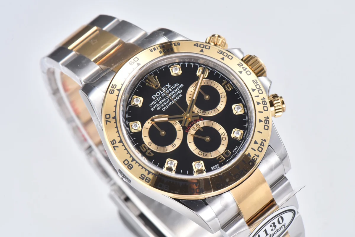 Daytona 116503LN Black Dial with Diamond Maker in Steel/Yellow Gold