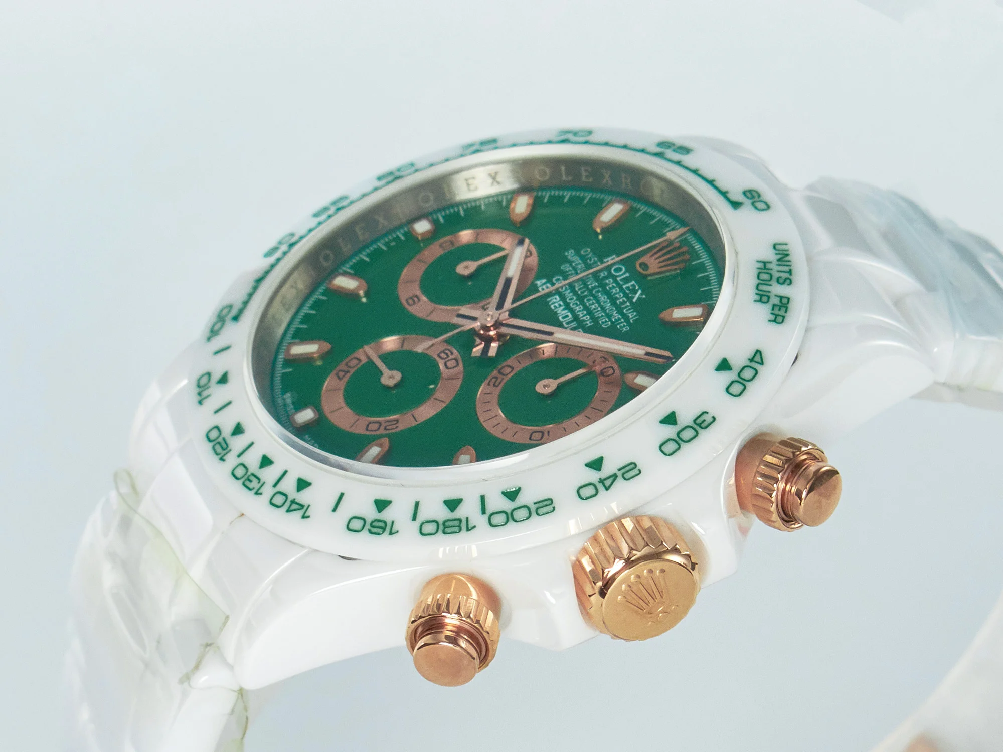 Daytona AET White Ceramic Case and Bracelet Green Dial N6F Best Edition SA4130