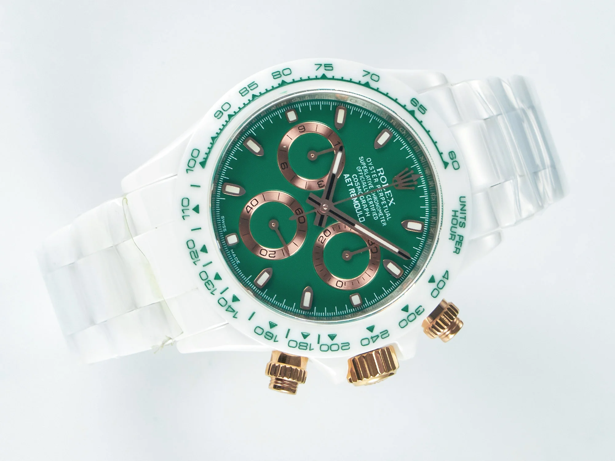 Daytona AET White Ceramic Case and Bracelet Green Dial N6F Best Edition SA4130