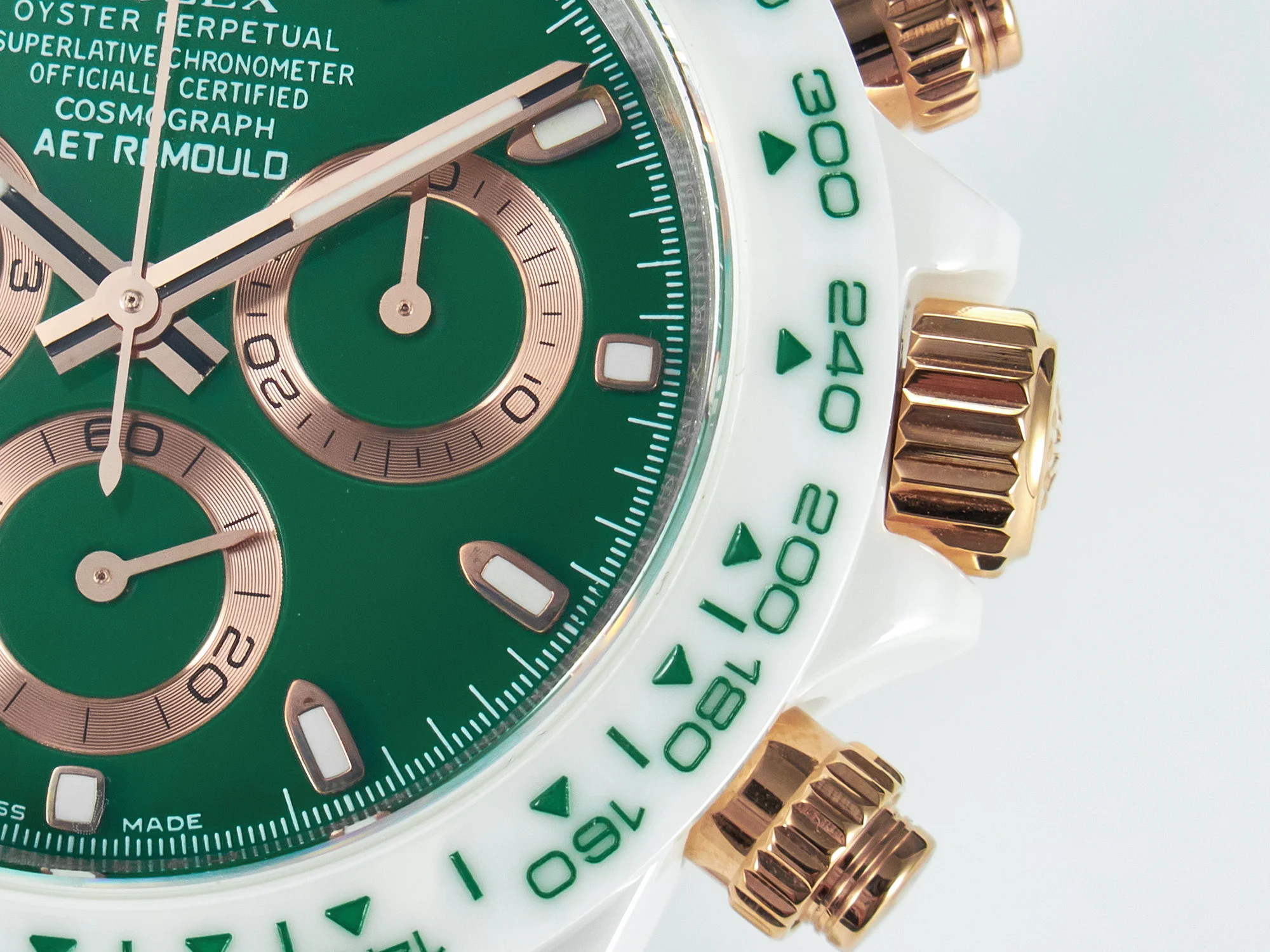 Daytona AET White Ceramic Case and Bracelet Green Dial N6F Best Edition SA4130