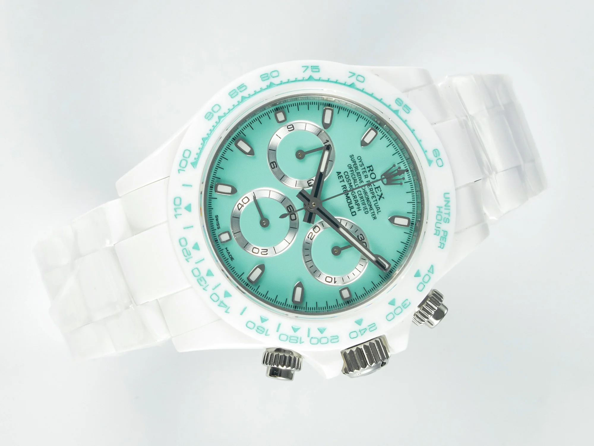 Daytona AET White Solid Ceramic Case and Bracelet Avocado Green Dial N6F 1:1 Best Edition DD4801