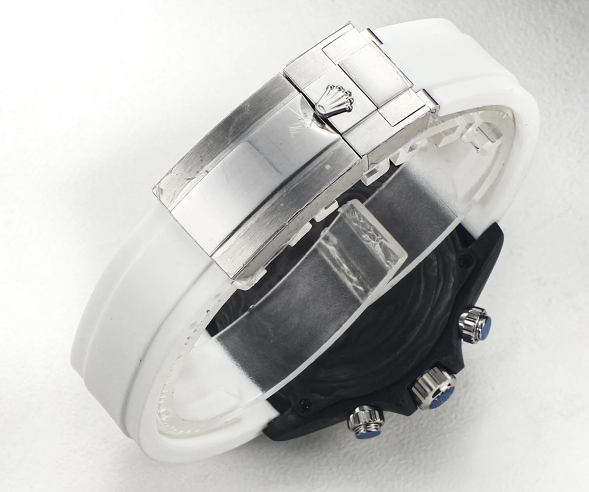 DIW Daytona Rainbow Blue Carbon in White Rubber Strap