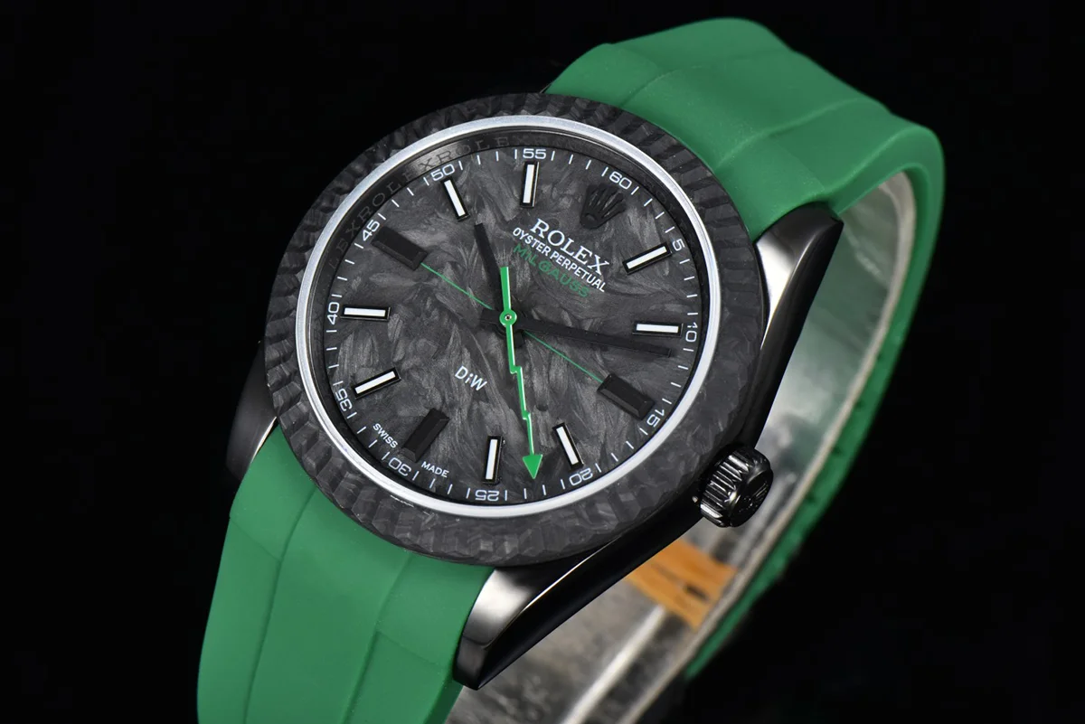 DIW Milgauss Carbon on Green Rubber Strap