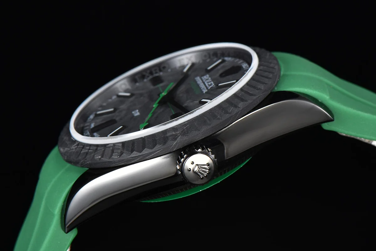DIW Milgauss Carbon on Green Rubber Strap