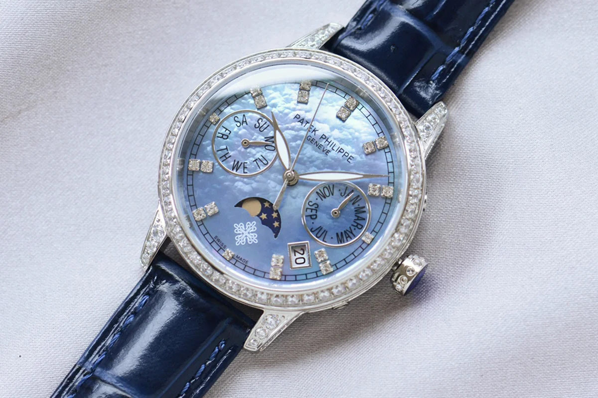 Grand Complications Ladies First Perpetual Calendar with Diamond Bezel in White Gold on Leather Strap
