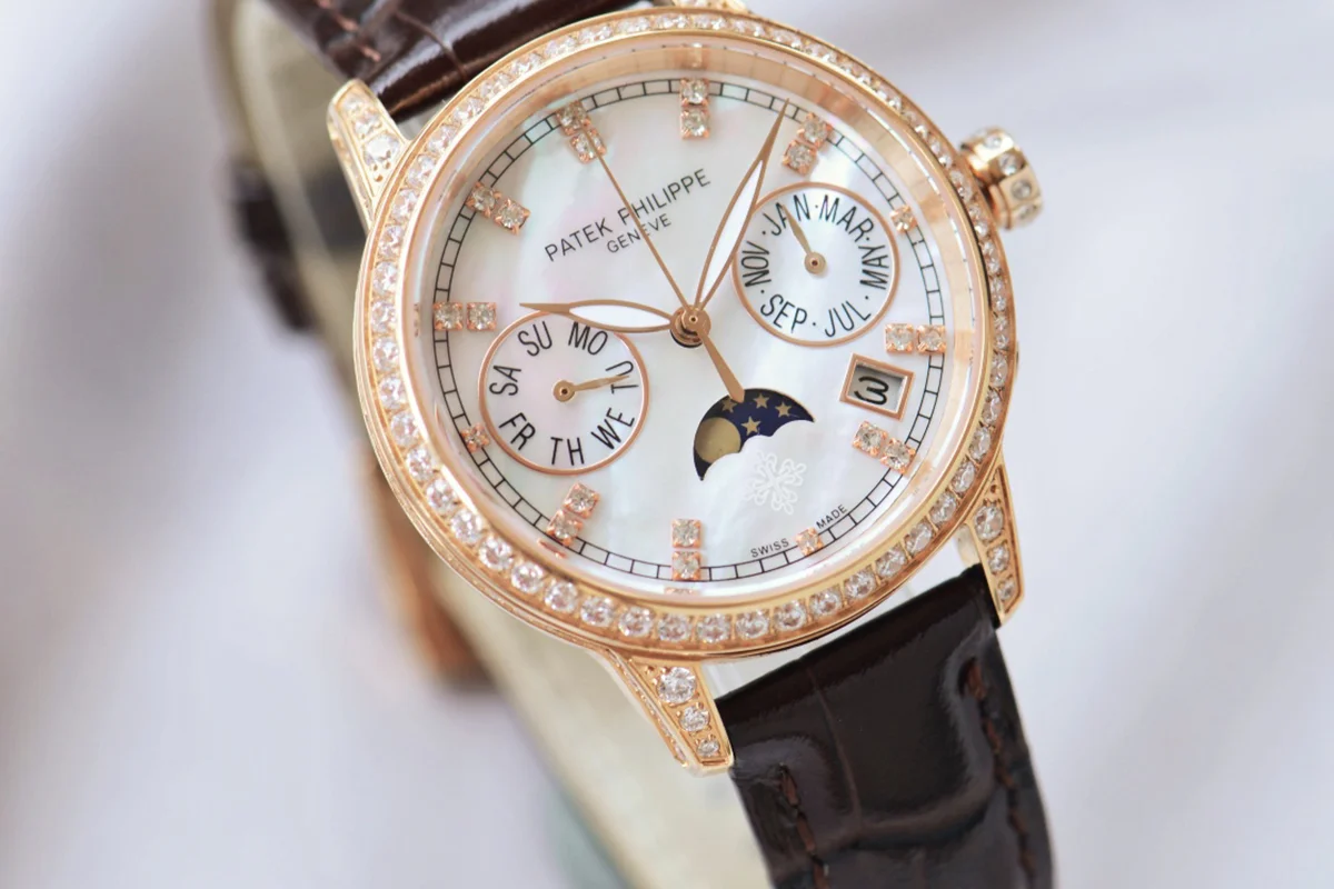 Grand Complications Ladies First Perpetual Calendar with Diamond Bezel in Rose Gold on Leather Strap