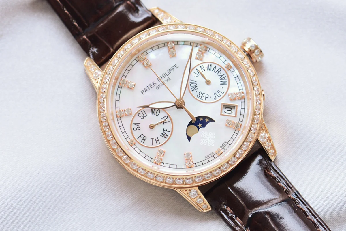 Grand Complications Ladies First Perpetual Calendar with Diamond Bezel in Rose Gold on Leather Strap