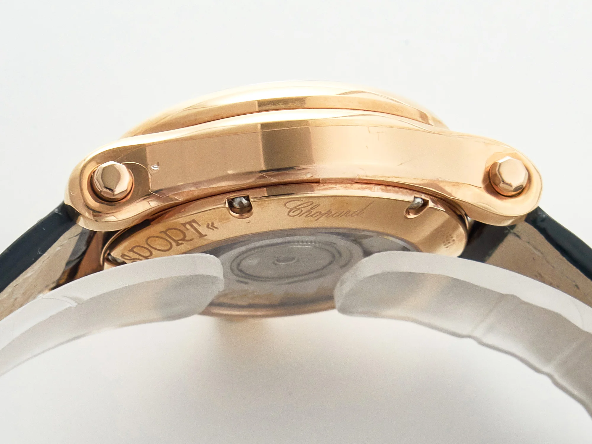 Happy Sports 30MM YF RG White Dial on Green Leather Strap A2892