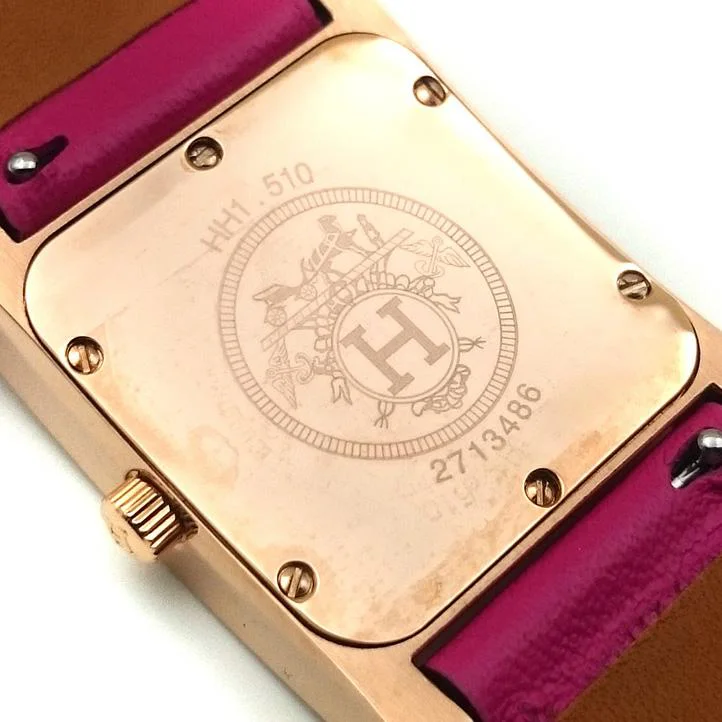 Heure H Rose Gold with Diamond Markers on Pink Epsom Leather Strap