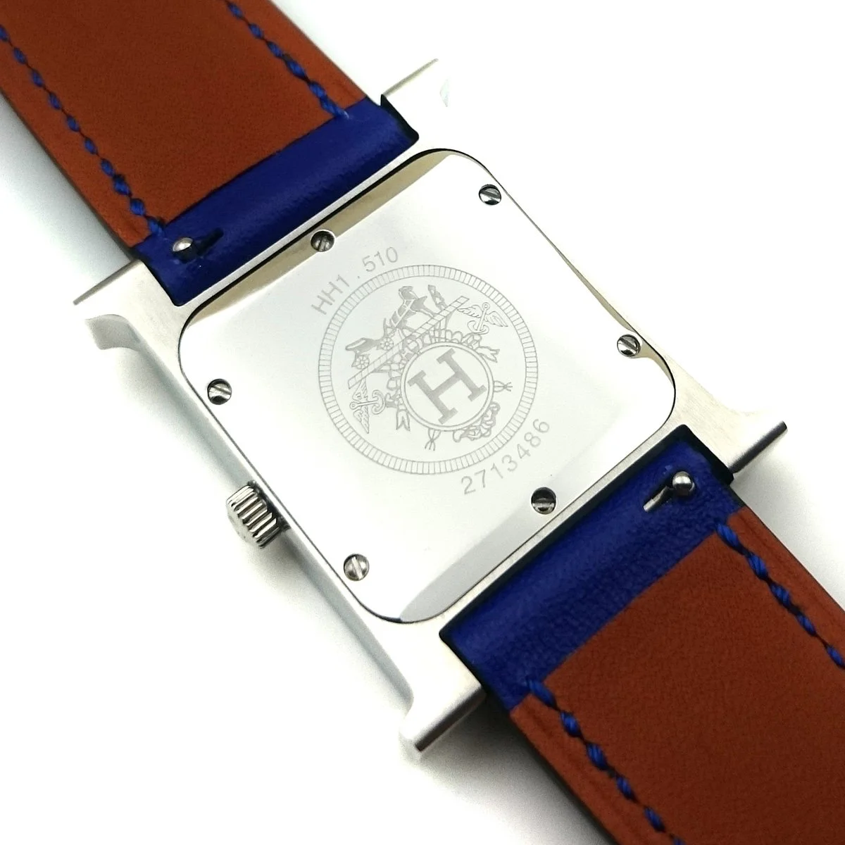 Heure H Steel with Diamond Markers on Blue Epsom Leather Strap