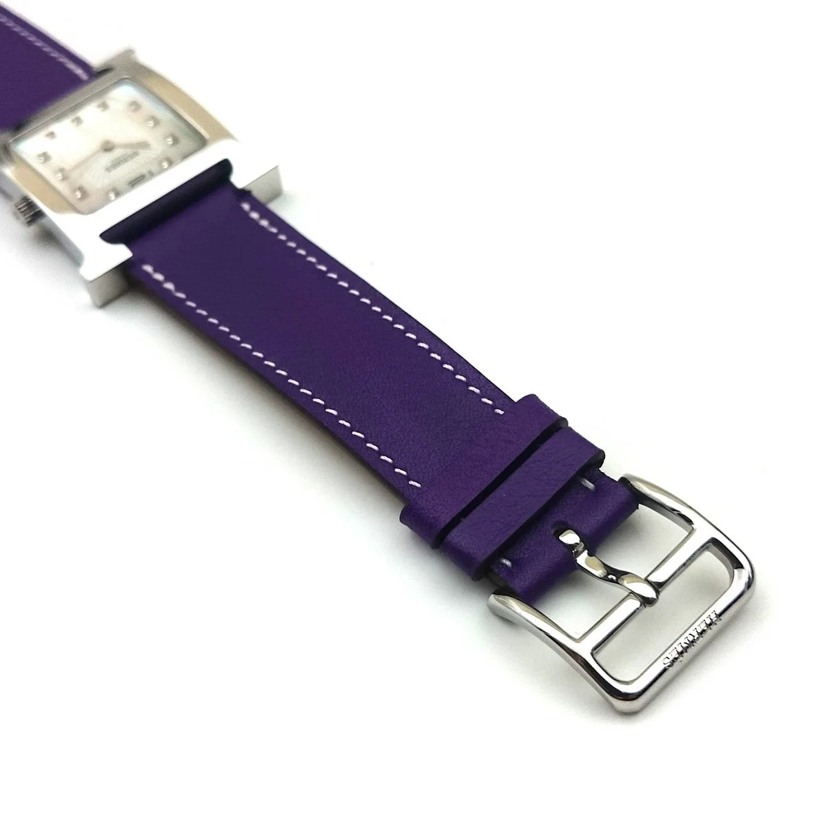 Heure H Steel with Diamond Markers on Violet Fjord Leather Strap