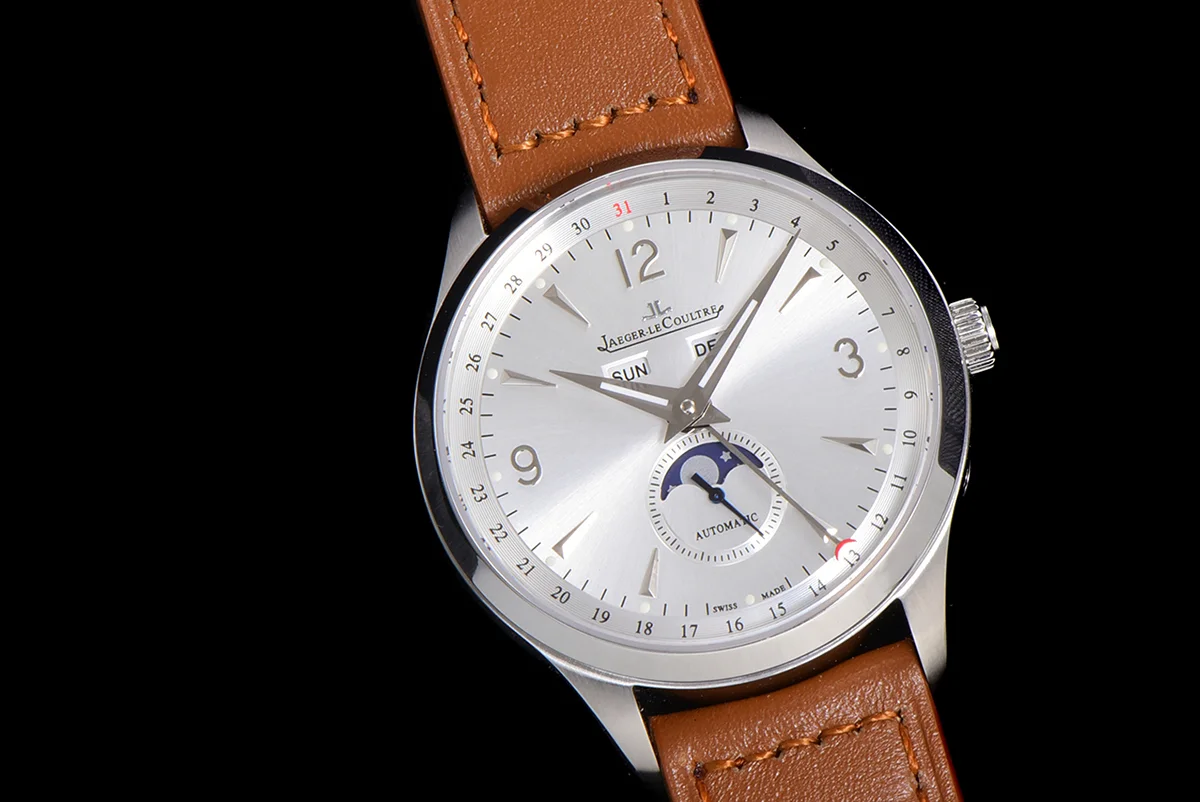 Master Calendar Silver Dial in Steel on Brown Leather Strap