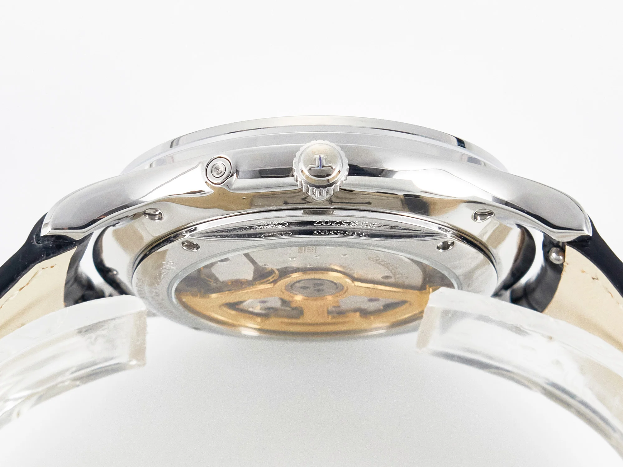 Master Ultra Thin Moon 1368420 SS Z+F 1:1 Best Edition Black Dial on Black Leather Strap SA925 Super Clone