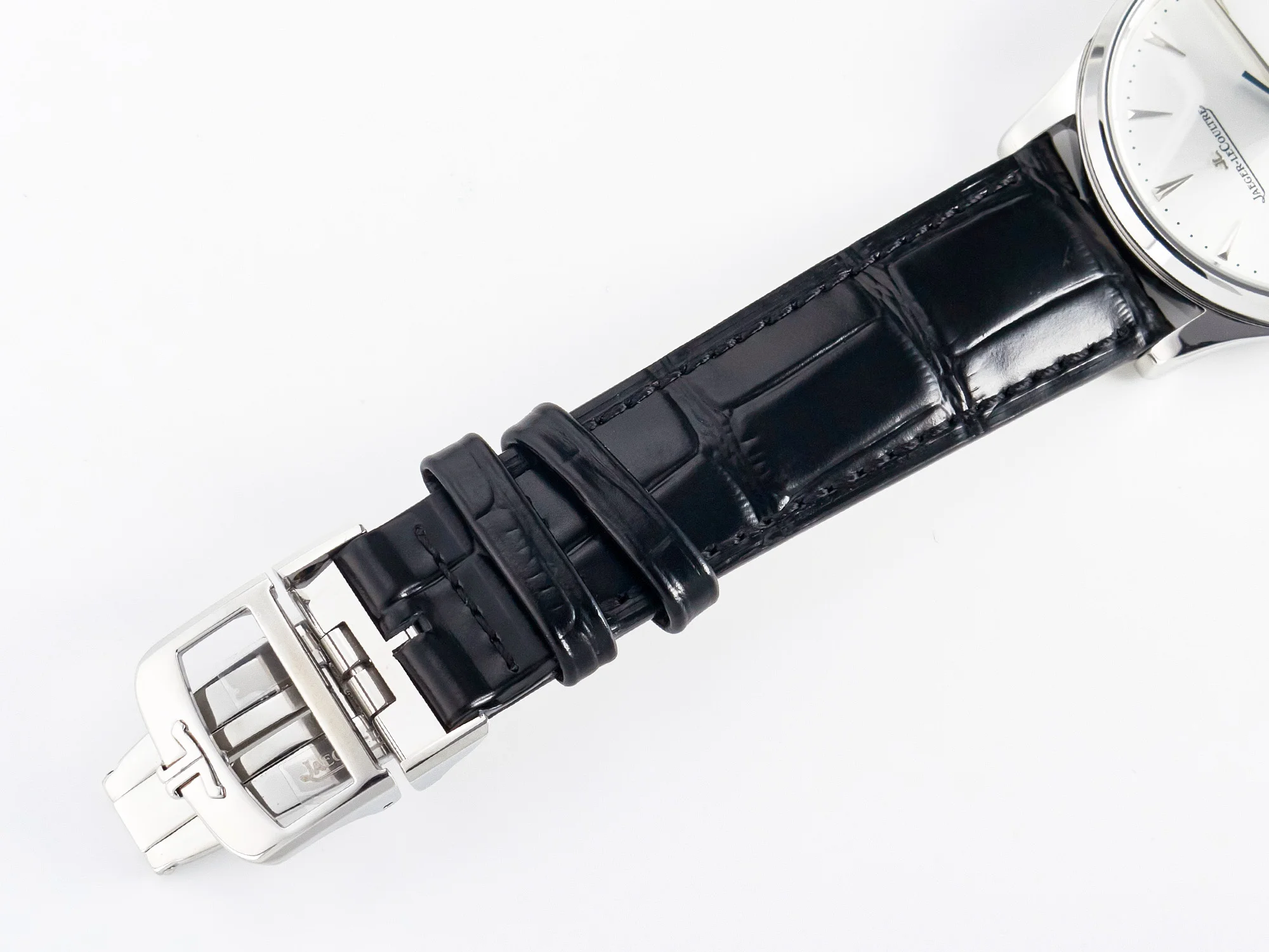 Master Ultra Thin Moon 1368420 SS Z+F 1:1 Best Edition White Dial on Black Leather Strap SA925 Super Clone