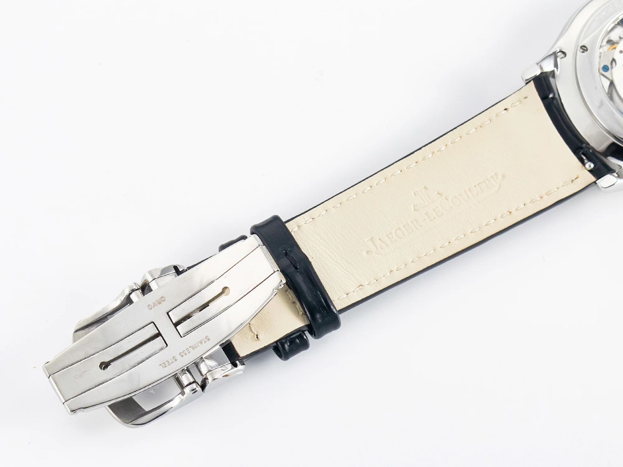 Master Ultra Thin Moon 1368420 SS Z+F 1:1 Best Edition White Dial on Black Leather Strap SA925 Super Clone