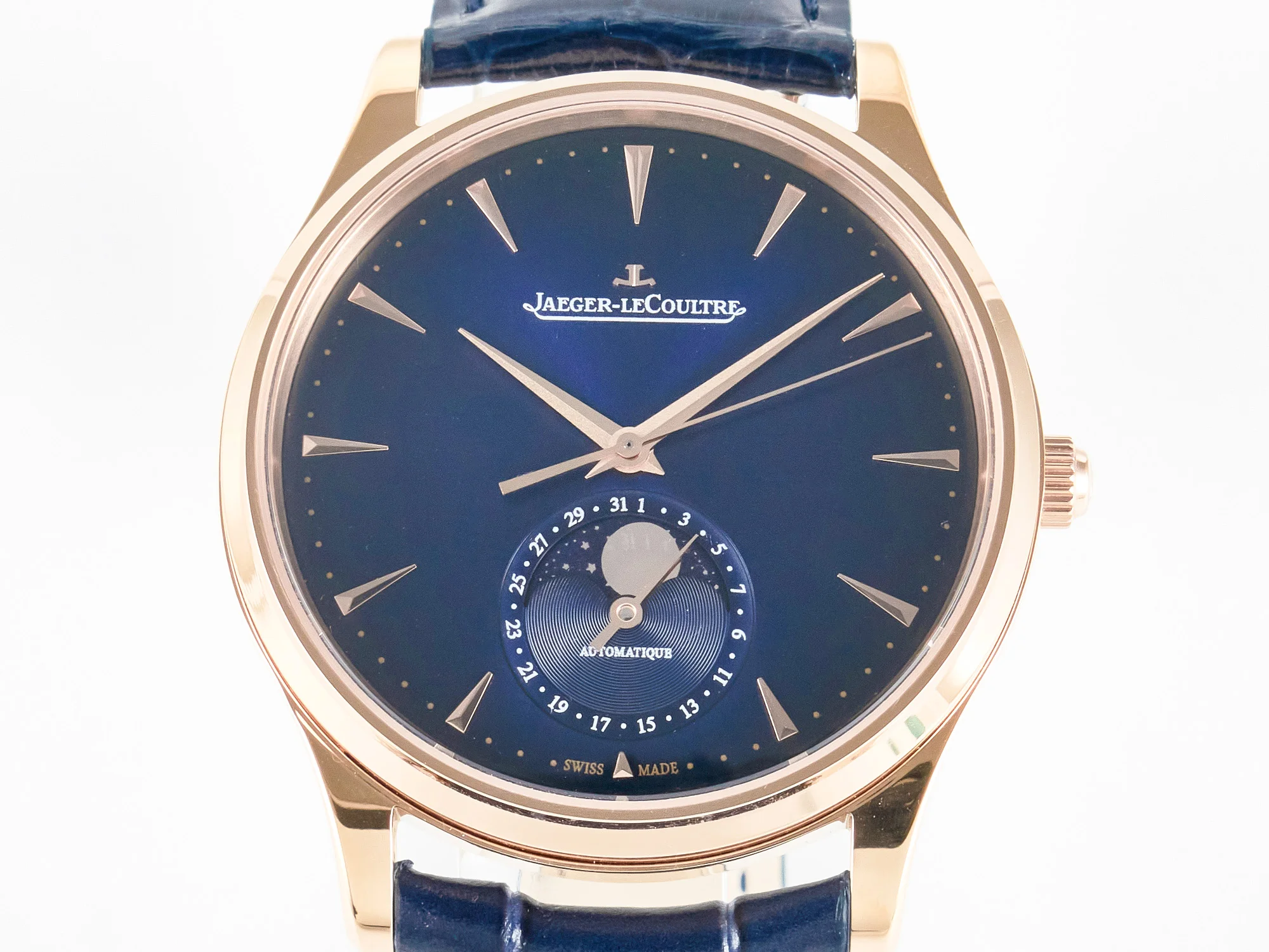 Master Ultra Thin Moon RG Z+F 1:1 Best Edition Blue Dial on Blue Leather Strap SA925 Super Clone