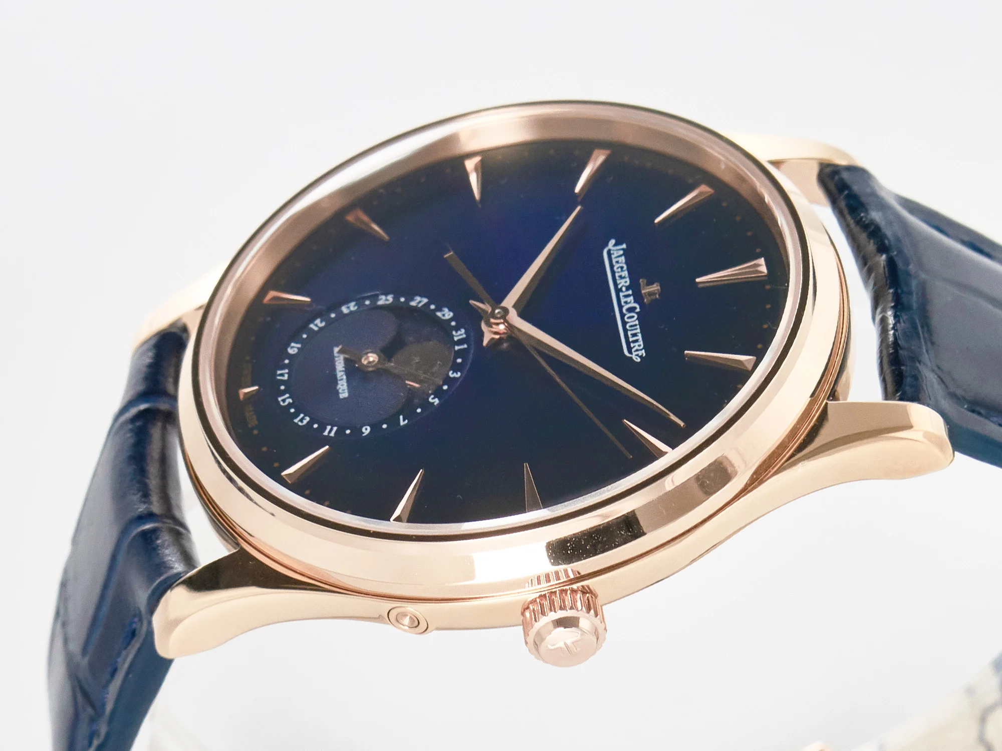 Master Ultra Thin Moon RG Z+F 1:1 Best Edition Blue Dial on Blue Leather Strap SA925 Super Clone