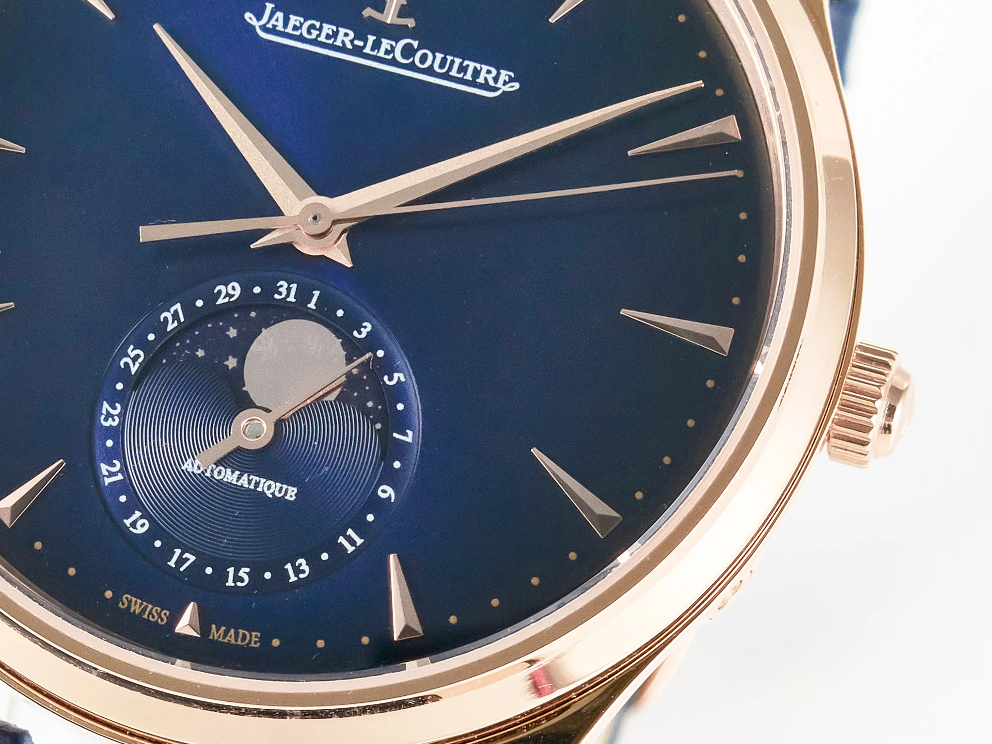 Master Ultra Thin Moon RG Z+F 1:1 Best Edition Blue Dial on Blue Leather Strap SA925 Super Clone