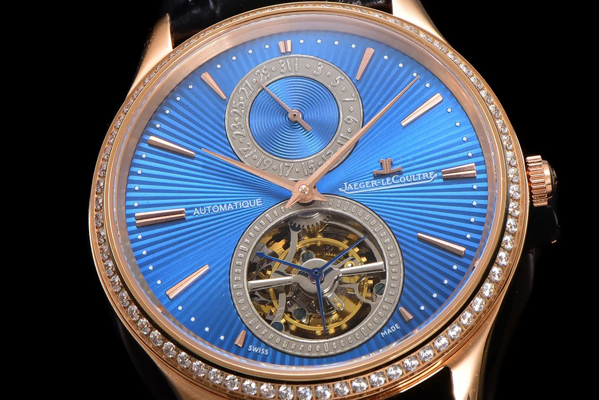 Master Ultra Thin Tourbillon Blue Dial with Diamond Bezel in Rose Gold