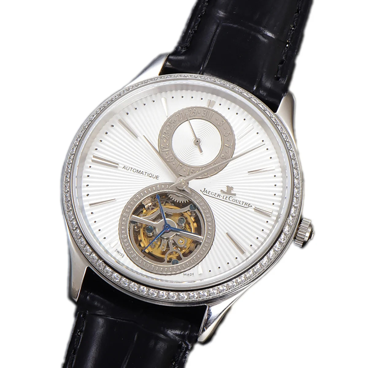 Master Ultra Thin Tourbillon White Dial with Diamond Bezel in White Gold