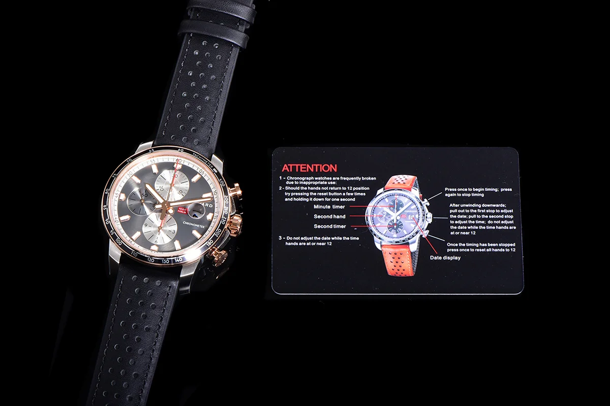Mille Miglia GTS Chrono Grey Dial in Rose Gold/Steel on Black Leather Strap