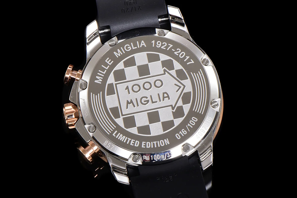 Mille Miglia GTS Chrono White Dial in Rose Gold/Steel