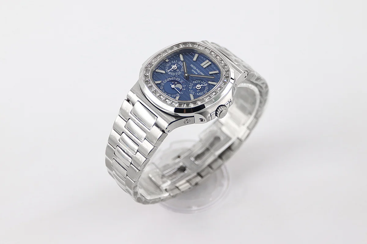 Nautilus 5740 Blue Dial with Diamond Bezel in Steel