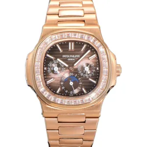 Nautilus 5740 Brown Dial with Diamond Bezel in Rose Gold