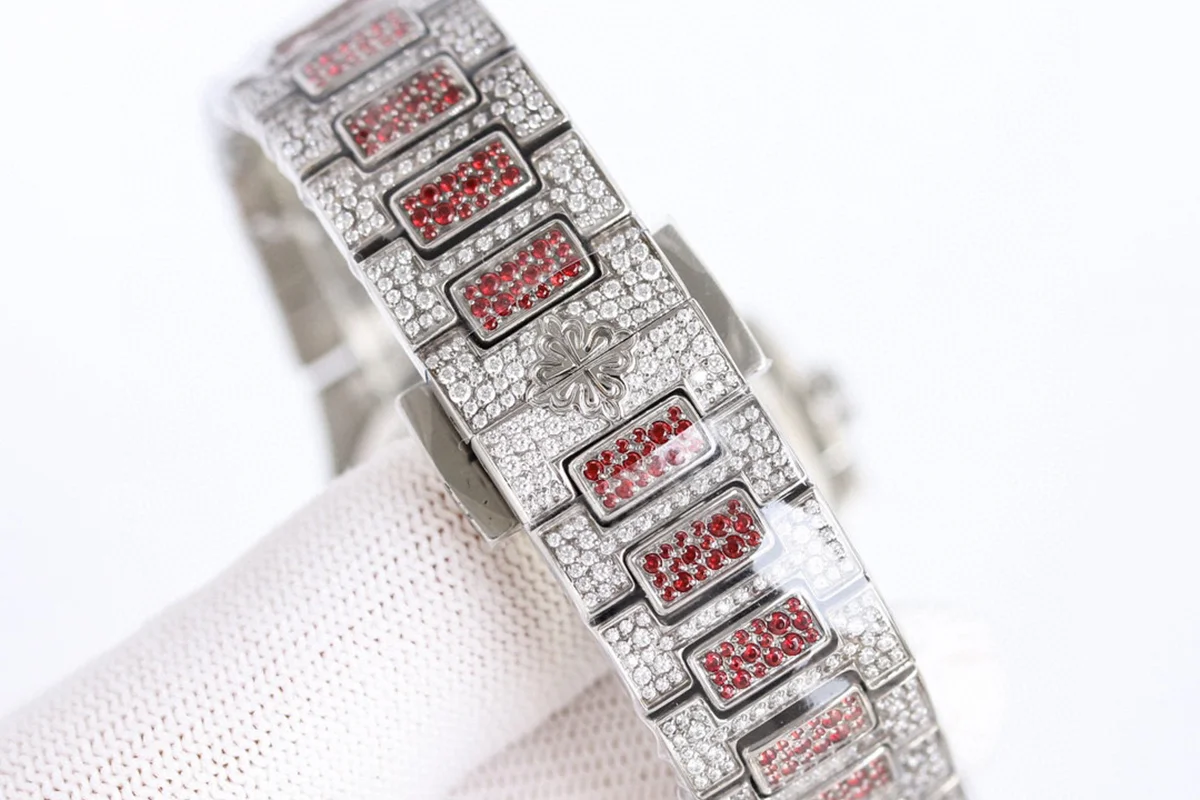 Nautilus 7118/1452G-001 Diamond Paved Dial with Red Diamond Markers in White Gold