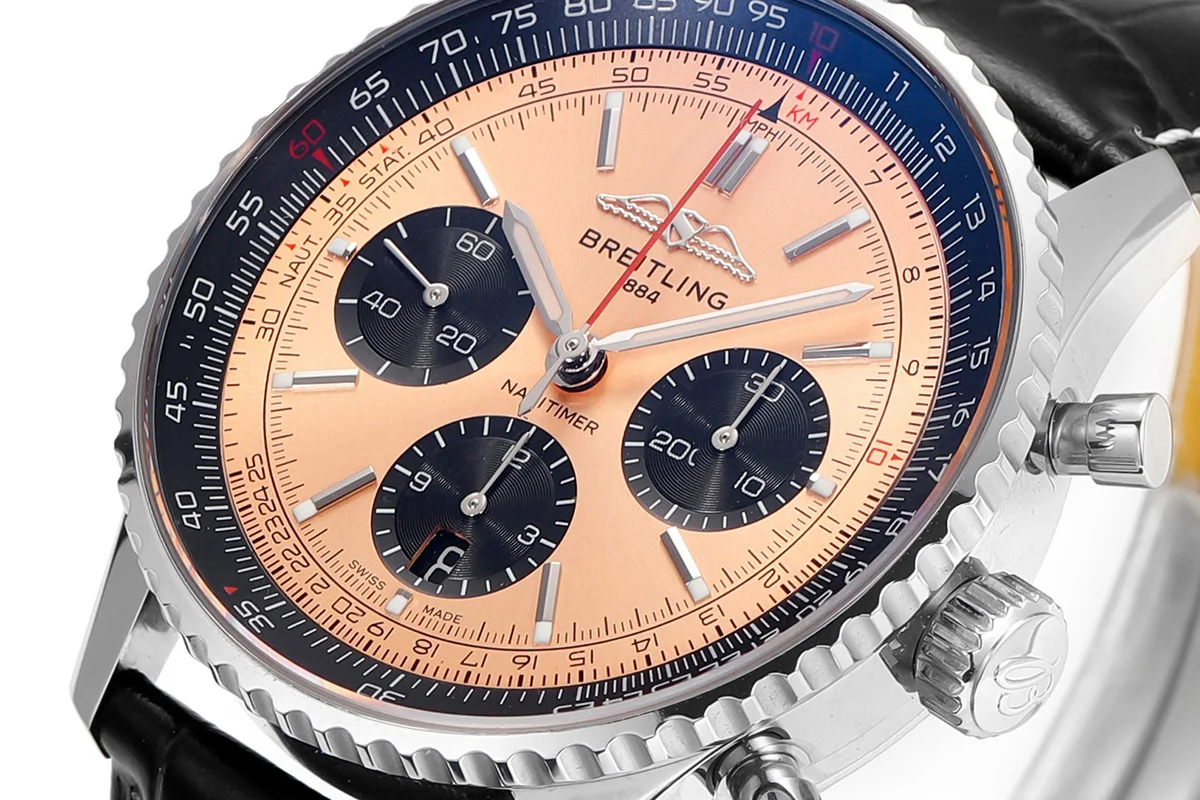 Navitimer B01 Chronograph 43 Copper Dial in Steel on Leather Strap Ref. AB0138241K1P1