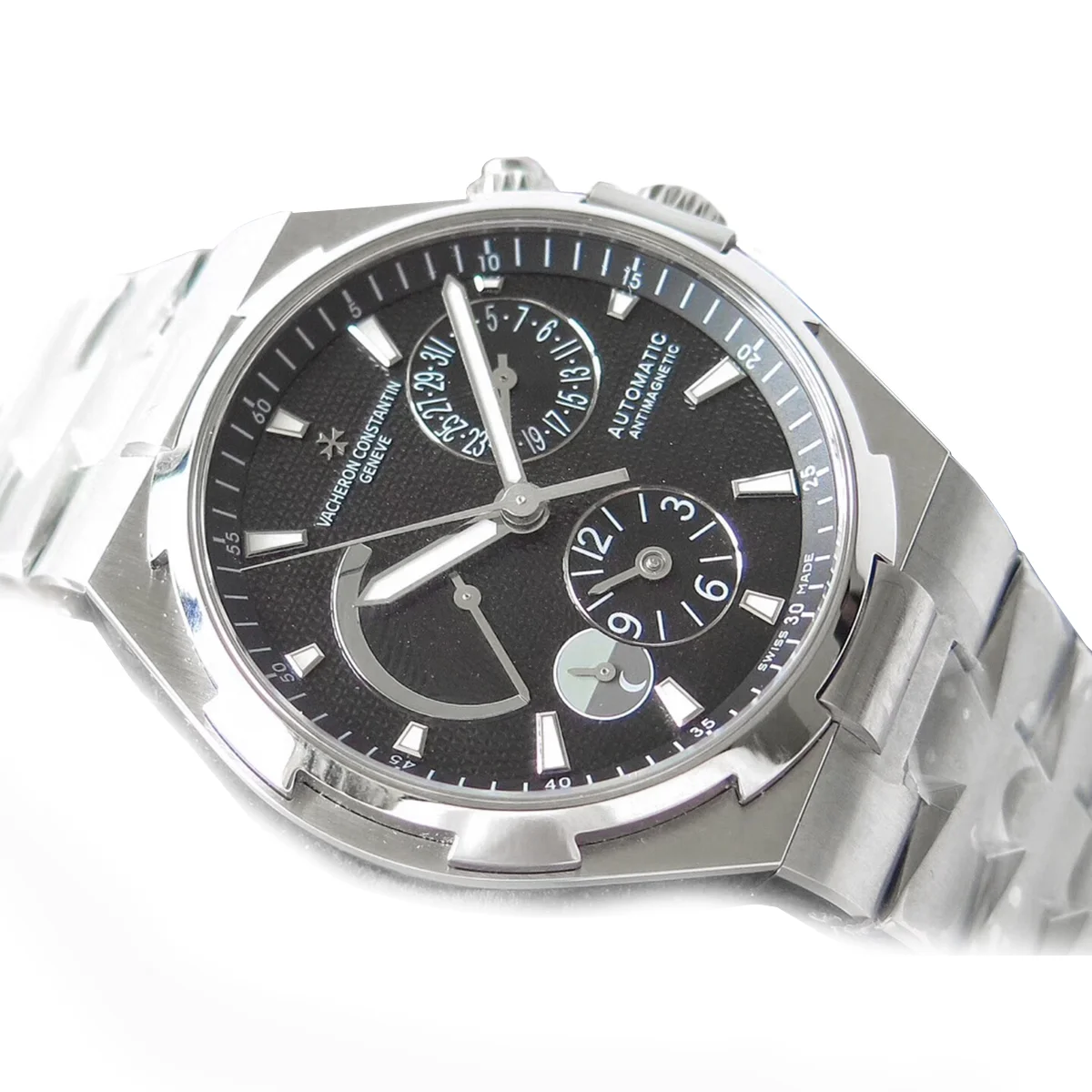 Overseas Dual Time Black Dial in Steel