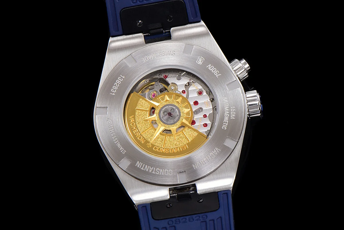 Overseas Dual Time Blue Dial in Steel Ref. 7900V/110A-B334 on Rubber Strap