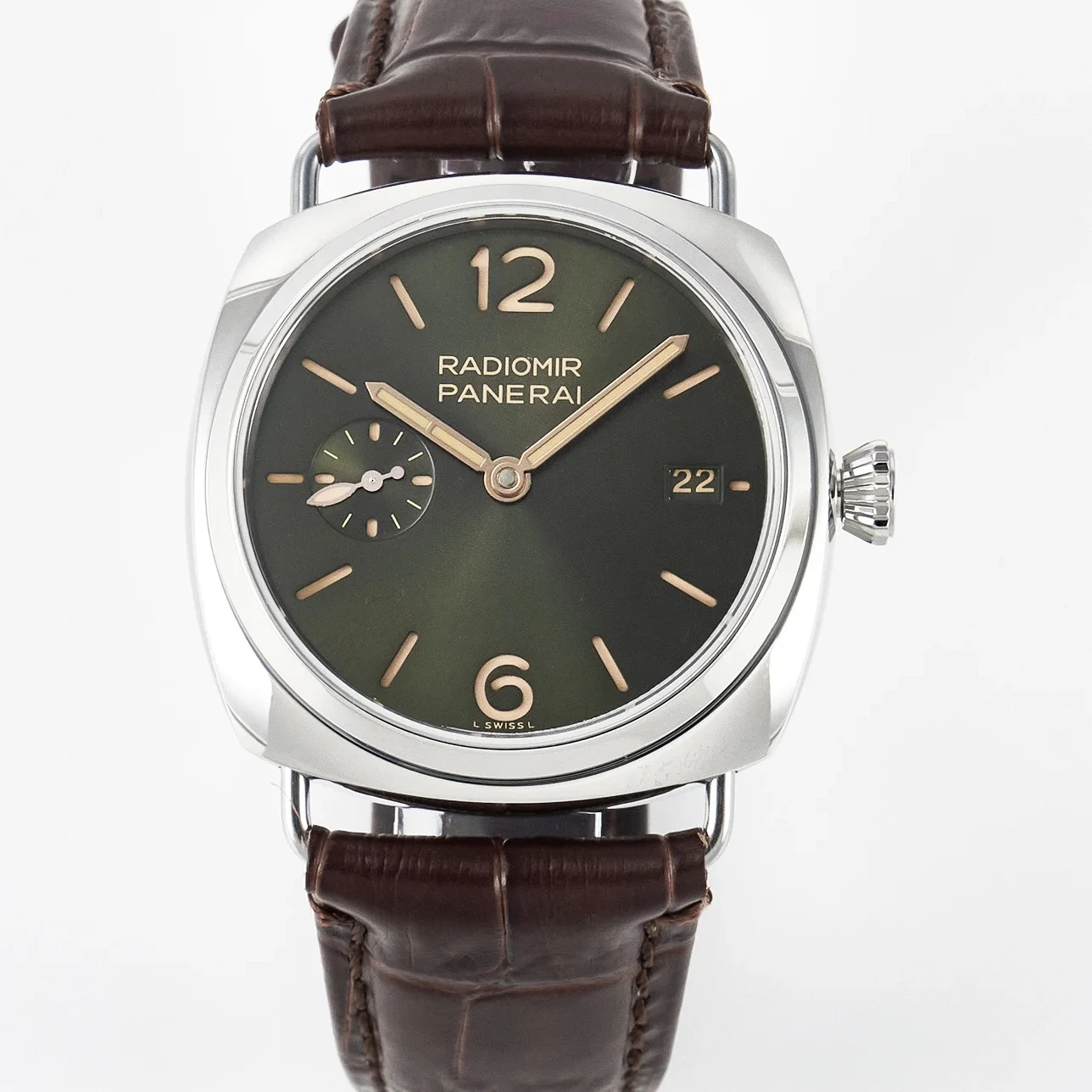 PAM1386 Radiomir 40mm TTF 1:1 Best Edition Green Dial on Brown Leather Strap P900
