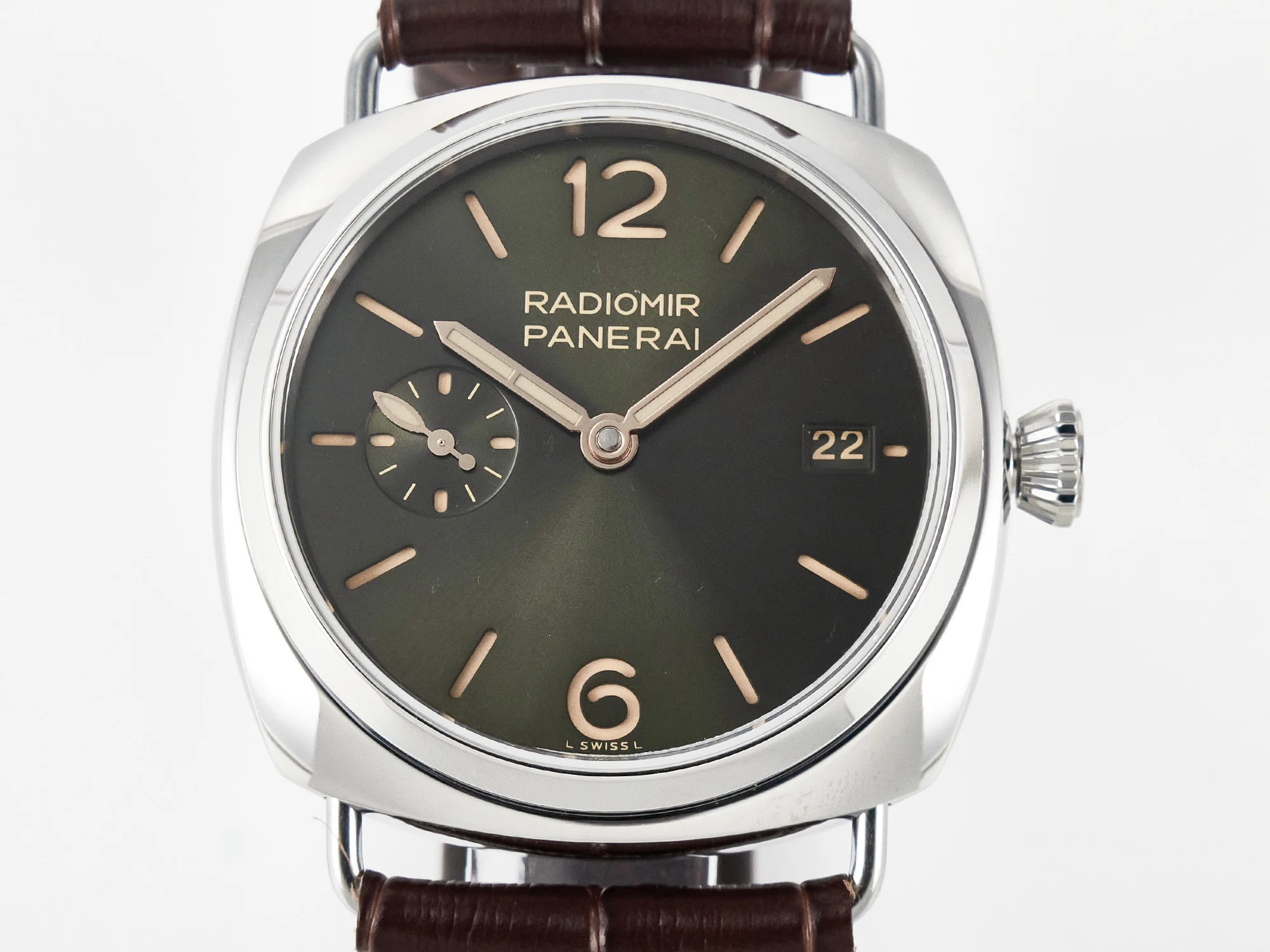 PAM1386 Radiomir 40mm TTF 1:1 Best Edition Green Dial on Brown Leather Strap P900