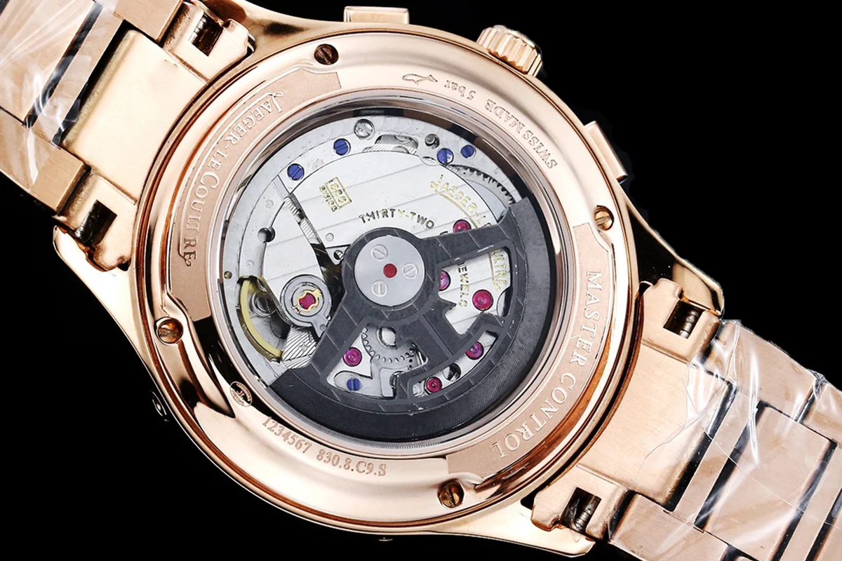 Polaris Chronograph Black Dial in Rose Gold on Bracelet