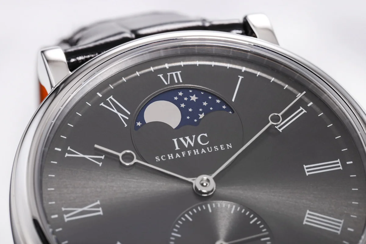 Portofino Hand Wound Moon Phrase IW5548 Grey Dial in Steel