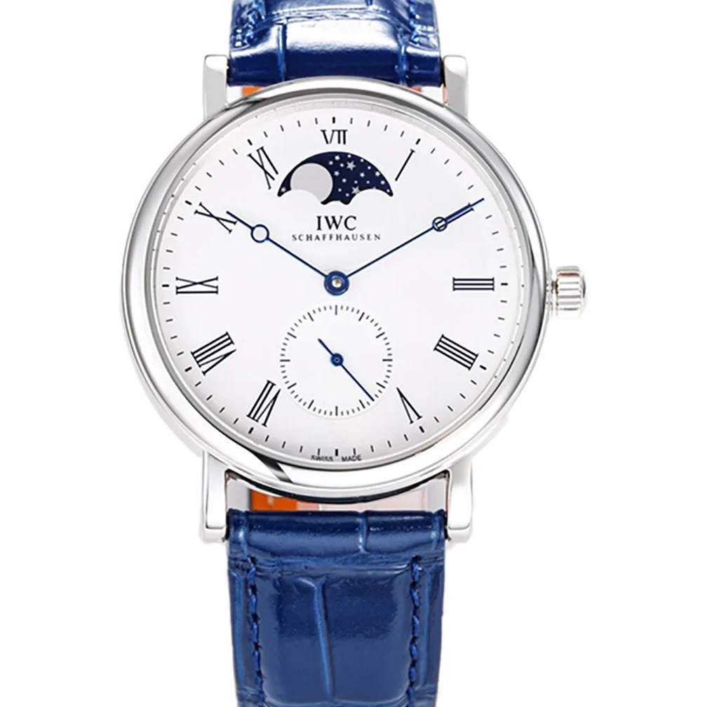 Portofino Hand Wound Moon Phrase IW5548 White Dial in Steel