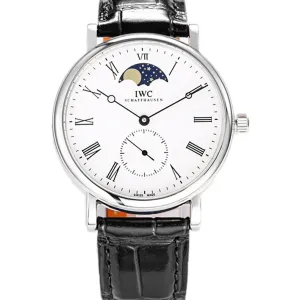 Portofino Hand Wound Moon Phrase IW554805 White Dial in Steel
